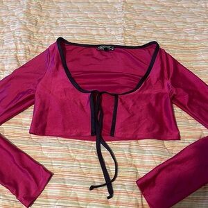 Elegant Pink Long Sleeve Crop Top